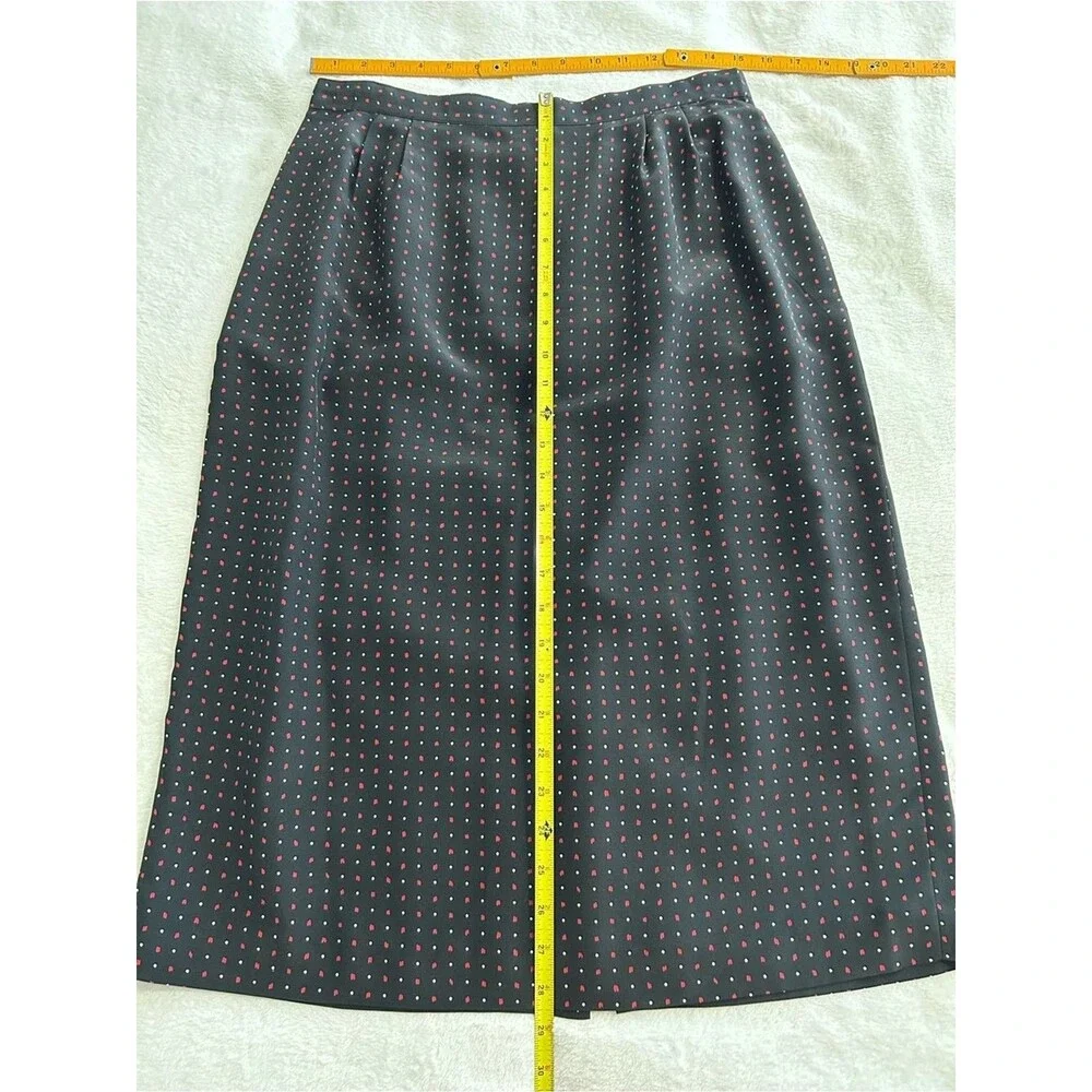 Kasper ASL Vintage Polka Dot Skirt Suit Size 14 Black Red Career Boss Lady